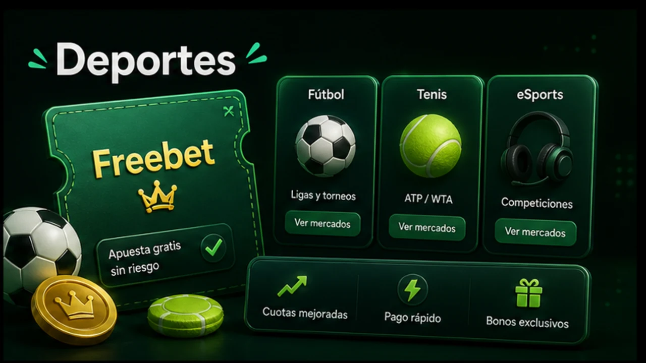 Pantalla de apuestas deportivas con la oferta de apuestas gratuitas