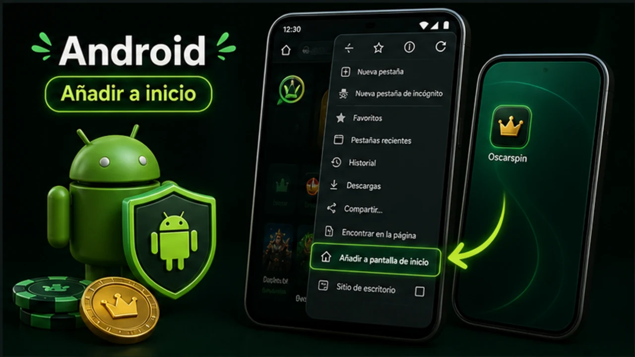Menú del navegador Android con la opción de añadir a inicio